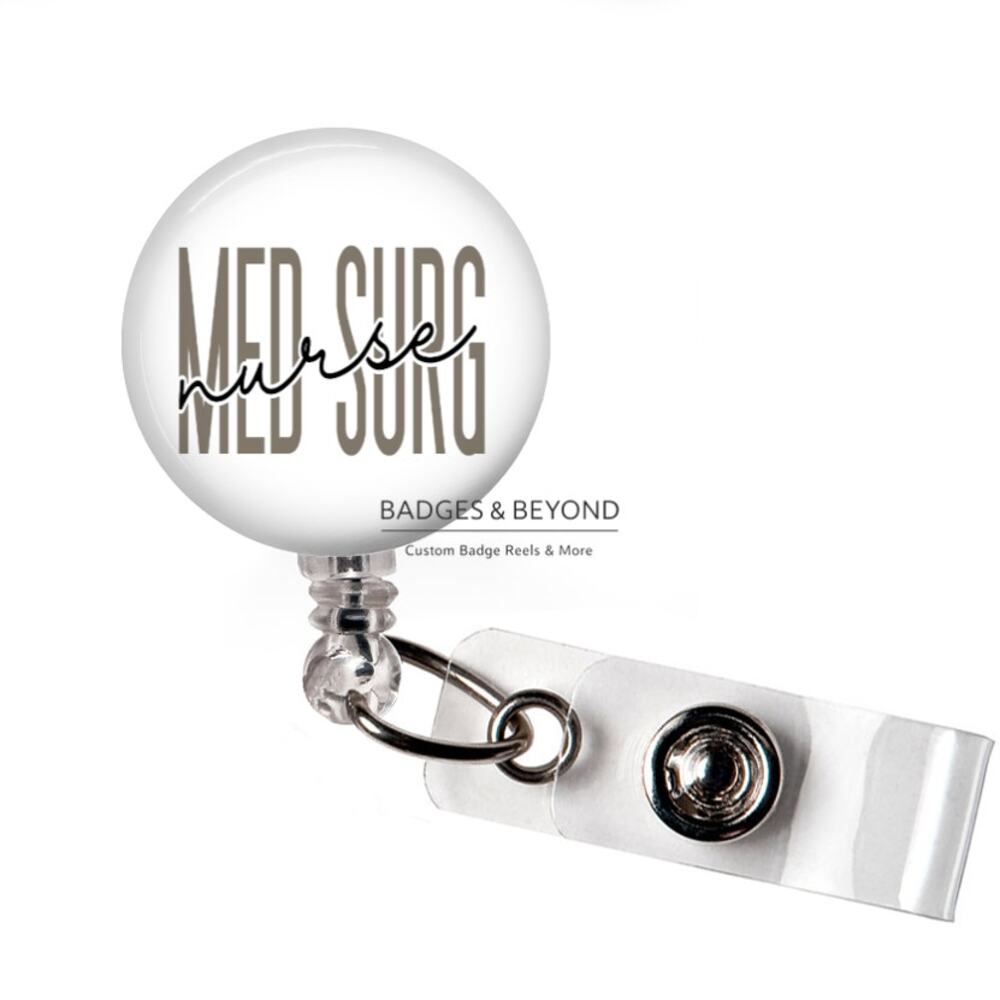 Med Surg Nurse Badge Reel | Medical Surgical RN Retractable ID Name Tag Holder